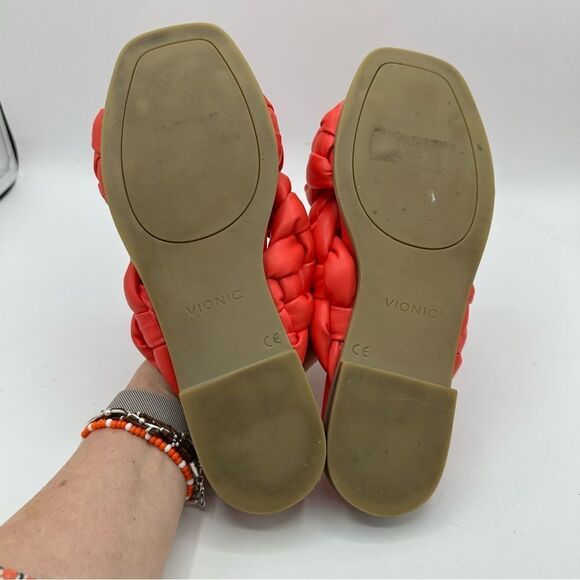 Vionic Kalina Braided Cross Strap Sandals Size 8.5 Poppy Square Toe Comfort - Picture 9 of 11